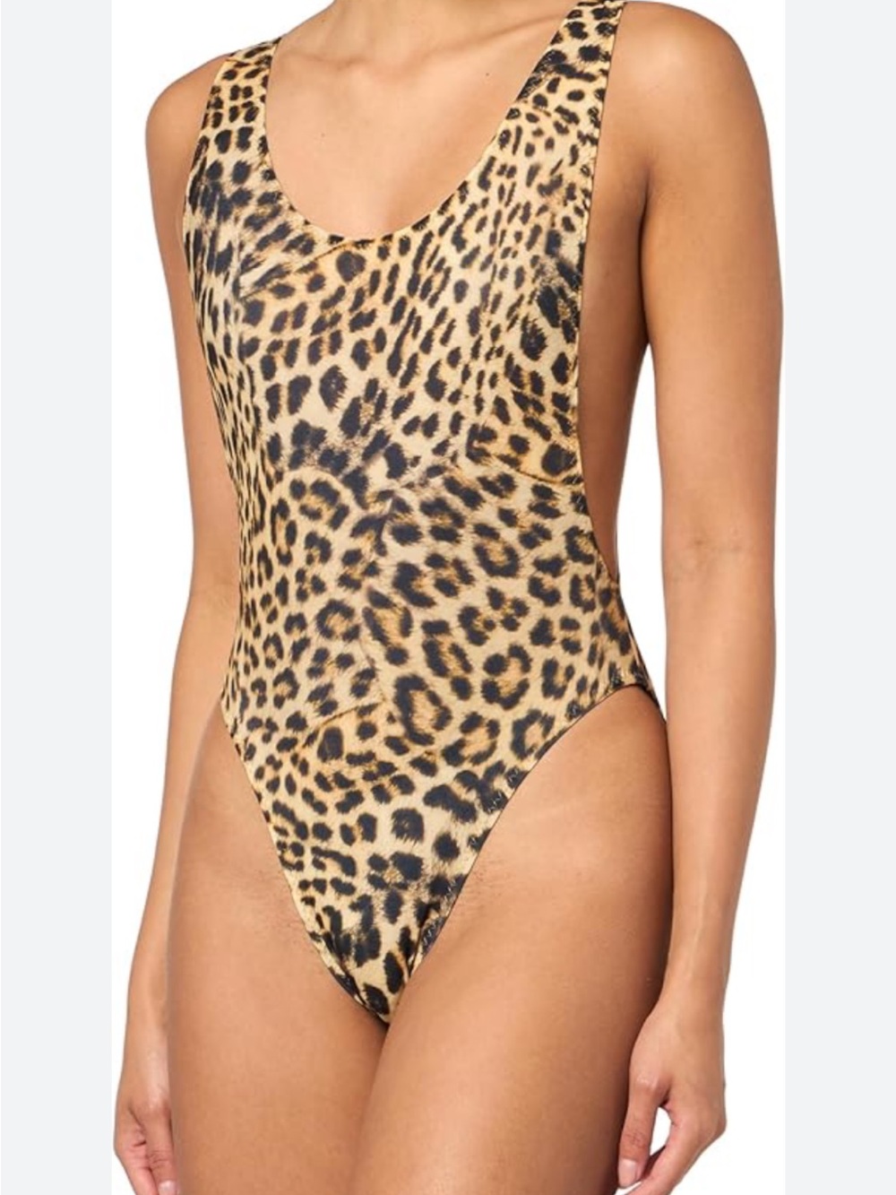 KiKIRIO Leopard Print One-Piece Bodysuit - Tan/Black
